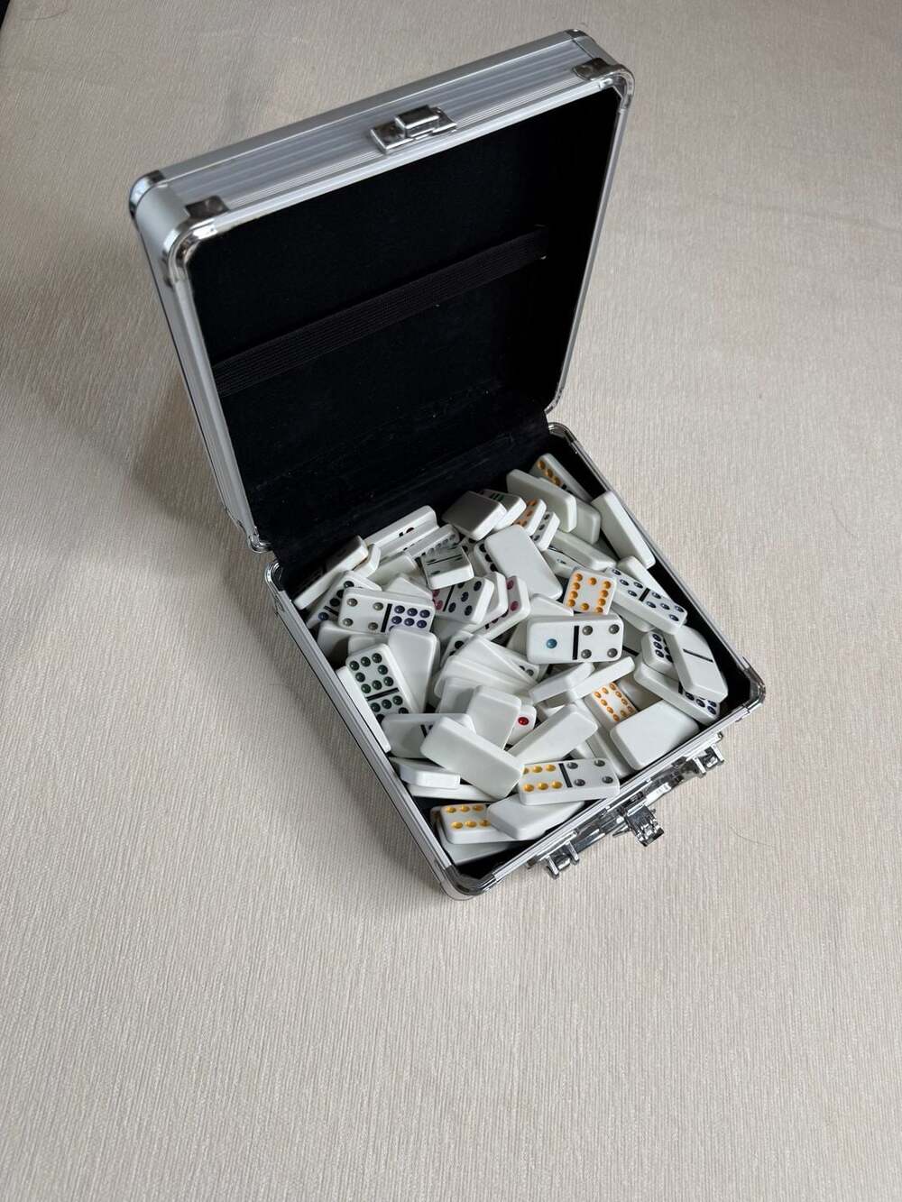 Mexican Train Dominoes Deluxe Set in Aluminum Carry Case